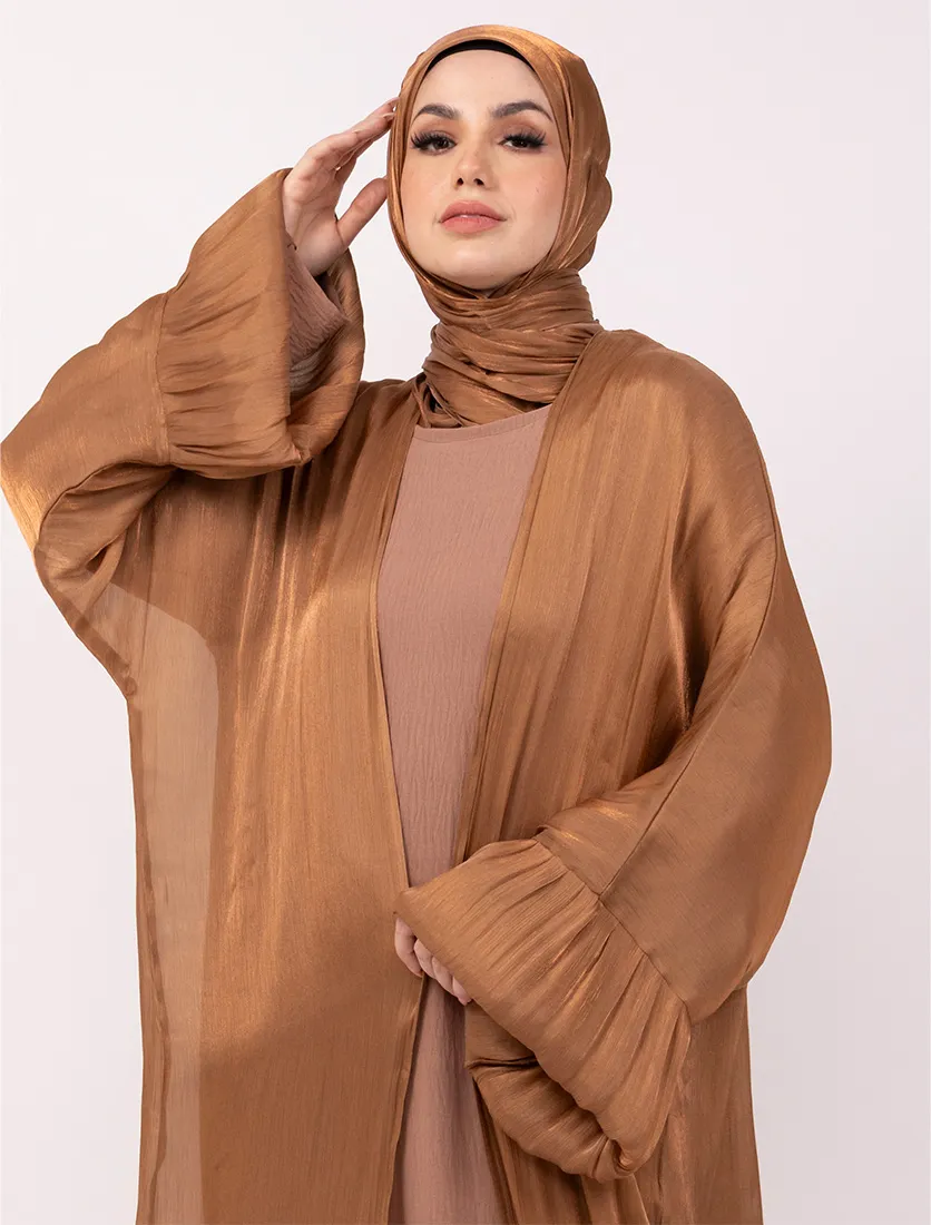Rust Open Organza Kaftan Set